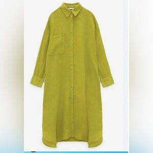 Zara Long Sleeve Oversized  Button Front Shirt Dress NWOT